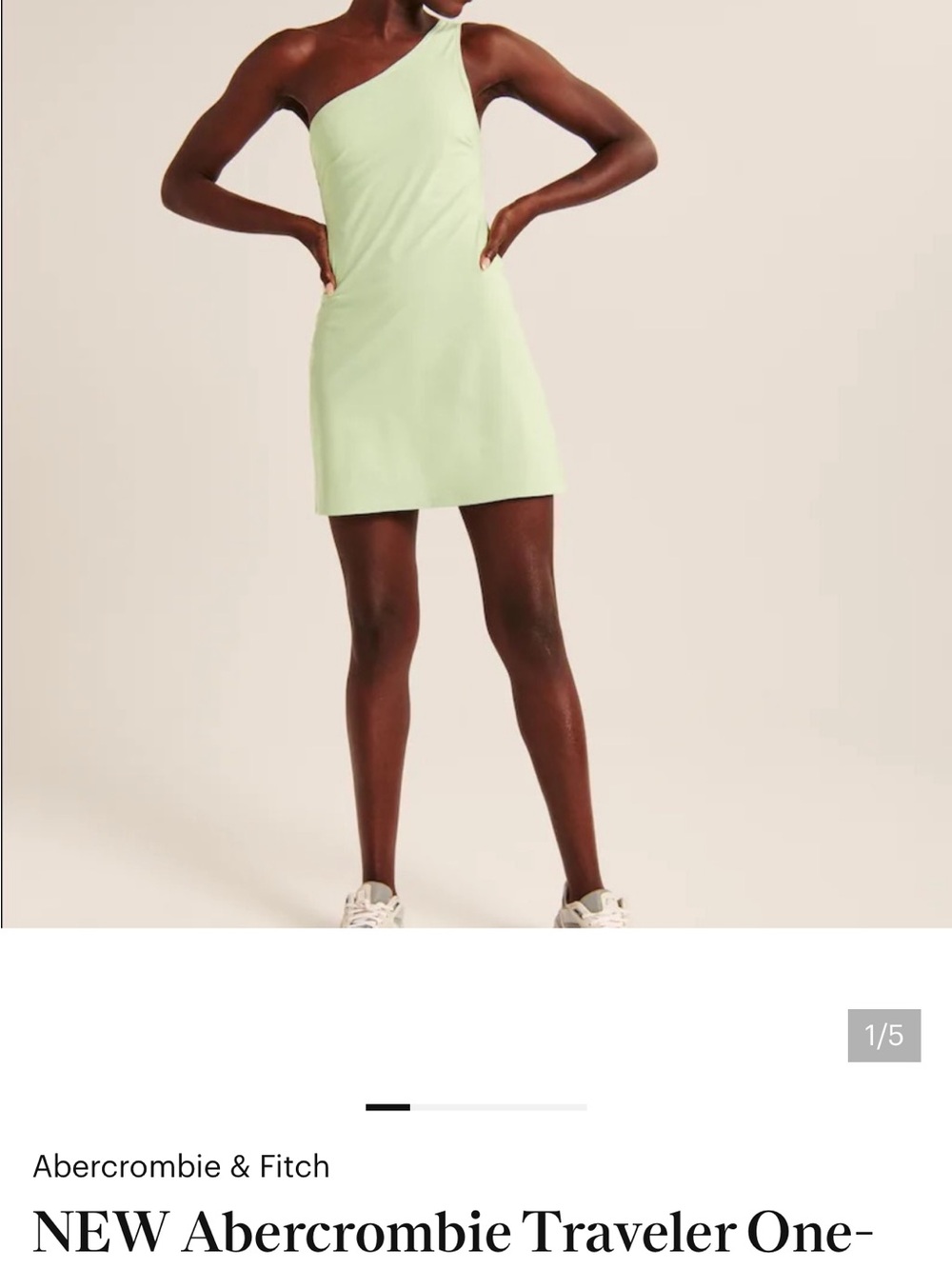 Abercrombie & Fitch One-Shoulder Mini Dress in Pale Green